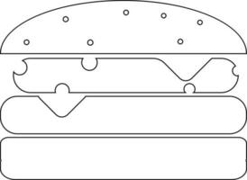 illustrazione di hamburger nel nero linea arte. vettore