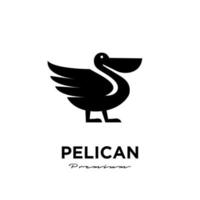 Pellicano nero icona logo illustrazione vettoriale design