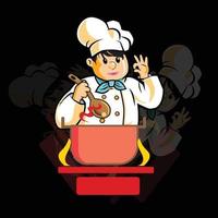 modello di logo mascotte chef di cucina vettore