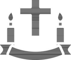 nero e bianca illustrazione di cristiano attraversare con candele icona. vettore
