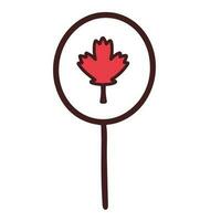 lecca-lecca per Canada giorno vacanza. acero foglia come un' simbolo. primo di luglio. il simbolismo è rosso e bianca. scarabocchio illustrazione. cartolina, striscione, manifesto o design. vettore