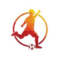 calcio calcio giocatore uomo nel azione dentro un' squillare bianca sfondo. vettore illustrazione