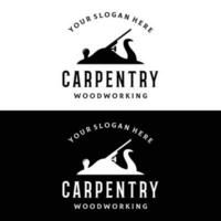 logo design modello la lavorazione del legno Jack aereo carpenteria retrò Vintage ▾ stile. vettore