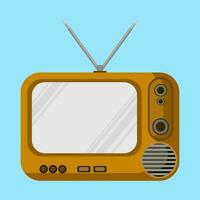 Vintage ▾ tv, televisione nel di legno piatto vettore illustrazione design
