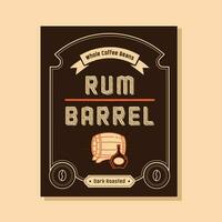 Rum barile caffè fagioli etichetta vettore