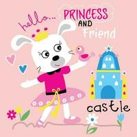 Dolcemente coniglio il Principessa divertente animale cartone animato vettore