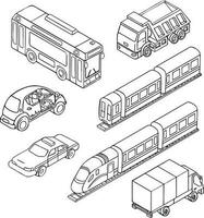 impostato di trasporto macchine, treni, camion vettore
