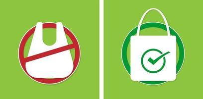 ridurre l'inquinamento plastica usa il concetto no sacchetti di plastica vettore