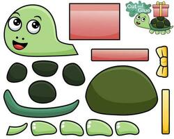 vettore illustrazione di cartone animato tartaruga trasporto scatola regalo su suo Indietro. ritagliare e incollaggio