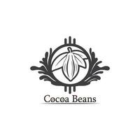 logo al cioccolato e icona di cacao e disegno vettoriale dado e dado delizioso
