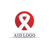 logo del nastro di aiuti e disegno vettoriale della giornata mondiale dell'AIDS