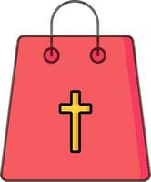 cristiano simbolo su rosso trasportare o shopping Borsa icona. vettore