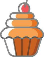 piatto stile Cupcake icona nel arancia colore. vettore