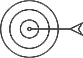 piatto stile bersaglio per freccette icona nel nero linea arte. vettore