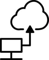 linea arte illustrazione di nube server collegato computer icona. vettore