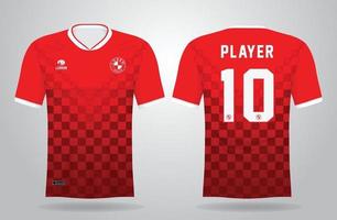 modello di maglia sportiva rossa per uniformi della squadra e design della maglietta da calcio vettore