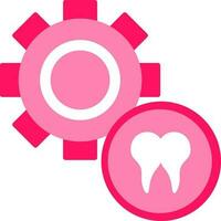 piatto stile dente ambientazione icona nel rosa e bianca colore. vettore