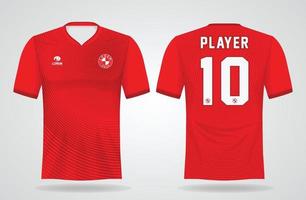 modello di maglia sportiva rossa per uniformi della squadra e design della maglietta da calcio vettore