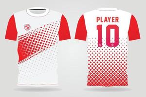 modello di maglia sportiva rossa bianca per uniformi della squadra e design della maglietta da calcio vettore