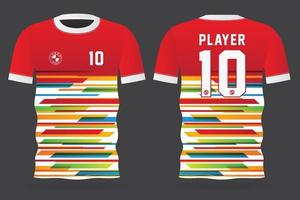 modello di maglia sportiva colorata per uniformi della squadra e design di magliette da calcio vettore