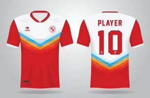 modello di maglia sportiva rossa bianca per uniformi della squadra e design della maglietta da calcio vettore