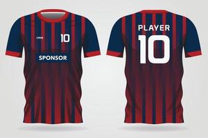 modello di maglia sportiva blu rosso per le divise della squadra e il design della maglietta da calcio vettore