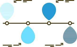 sequenza temporale Infografica quattro Posizione perno icona nel blu colore. vettore