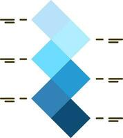 tre passo Infografica le scale icona nel blu colore. vettore