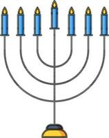 menorah icona nel nero e blu colore. vettore