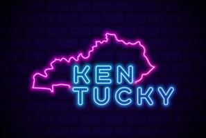 kentucky stato usa lampada al neon incandescente segno illustrazione vettoriale realistico bagliore muro di mattoni blu