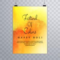 Opuscolo Holi colorato di modello per il design di celebrazione di Holi vettore