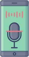 mobile microfono registratore icona nel verde e blu colore. vettore