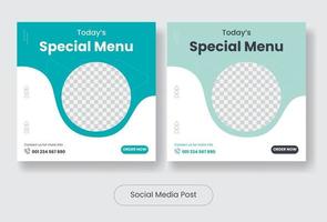 set di banner modello post social media menu cibo speciale vettore