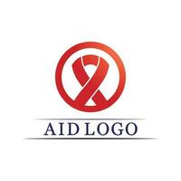 logo del nastro di aiuti e disegno vettoriale della giornata mondiale dell'AIDS