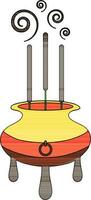 incenso icona con pentola per Cinese nuovo anno concetto. vettore