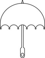 Aperto ombrello icona con maniglia nel ictus. vettore