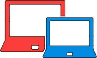 illustrazione di Due il computer portatile nel blu e rosso colore. vettore