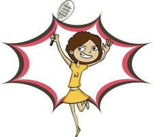 ragazza giocando il badminton. vettore