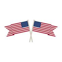 vettore di Due americano bandiere agitando