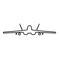 Jet combattente combattimento aereo moderno combattere aviazione aereo da guerra militare aereo aviazione contorno schema linea icona nero colore vettore illustrazione Immagine magro piatto stile