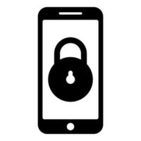 smartphone serratura personale dati sicurezza informatica accesso concetto Telefono bloccato cellulare lucchetto uso icona nero colore vettore illustrazione Immagine piatto stile