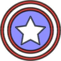 Capitano America cartello o scudo icona nel piatto stile. vettore