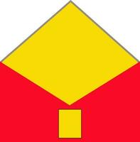 Busta icona nel rosso e giallo colore nel illustrazione. vettore