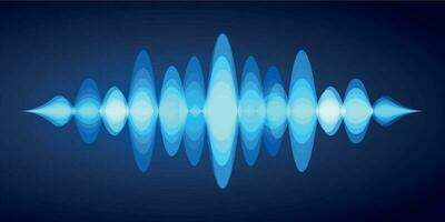 astratto suono onda. blu voce suoni waveform spettro, musica energia vibrazioni equalizzatore e stereo analizzatore vettore illustrazione