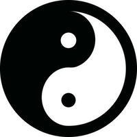nero e bianca Yin Yang icona nel piatto stile. vettore