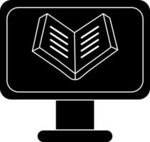 piatto stile ebook Aperto nel tenere sotto controllo schermo glifo icona. vettore