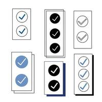 impostato di caselle di controllo. minimalista ragnatela design. pulsante per Selezione voto, consenso e approvazione. vettore