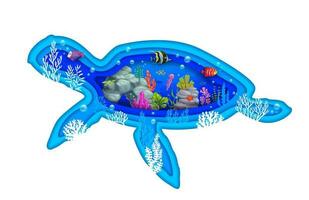 cartone animato tartaruga carta tagliare silhouette, subacqueo vettore