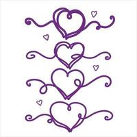 uno linea cuore disegno. romantico simbolo di San Valentino giorno. lineare decorazione isolato su bianca vettore