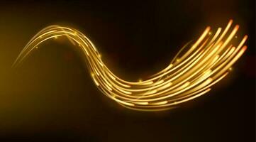 oro Magia neon leggero curvo Linee sfondo, vettore illustrazione